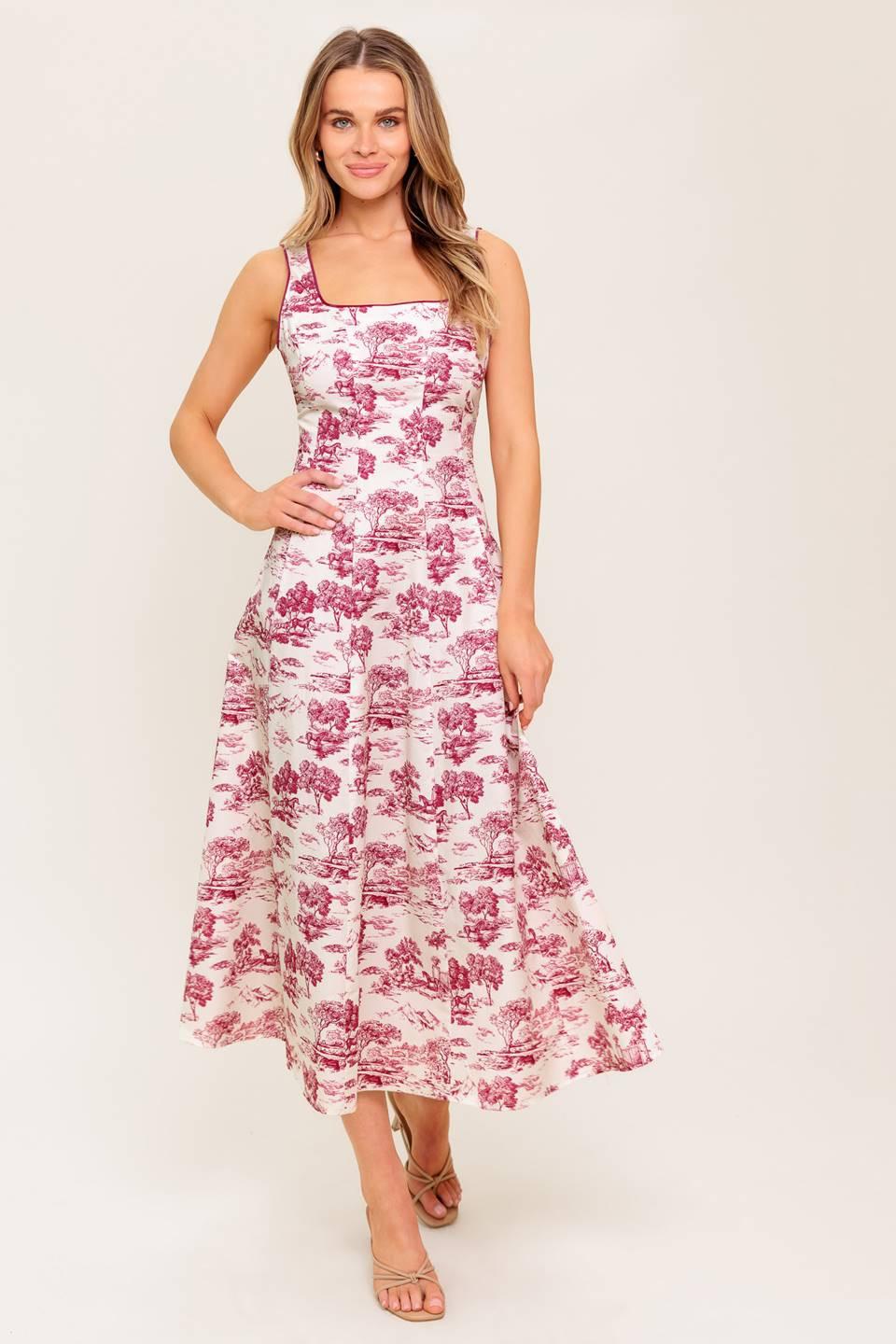 MOJITO MOOD BERRY WOVEN MIDI DRESS