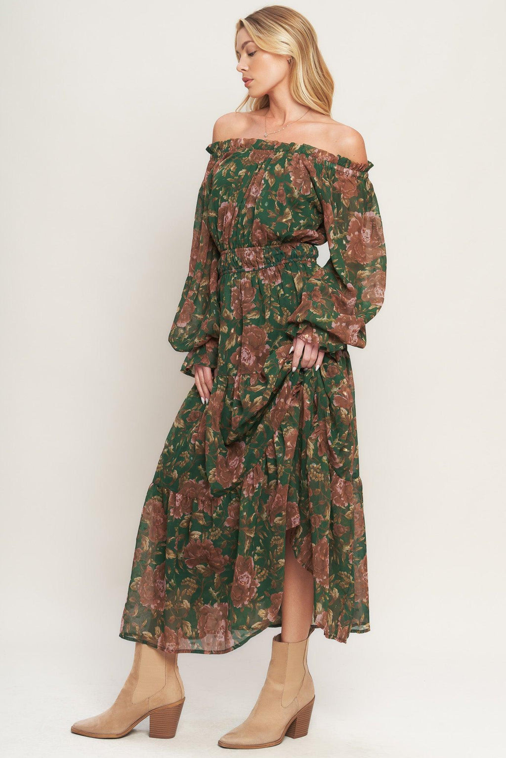 TERRACOTTA TRAIL WOVEN MIDI DRESS