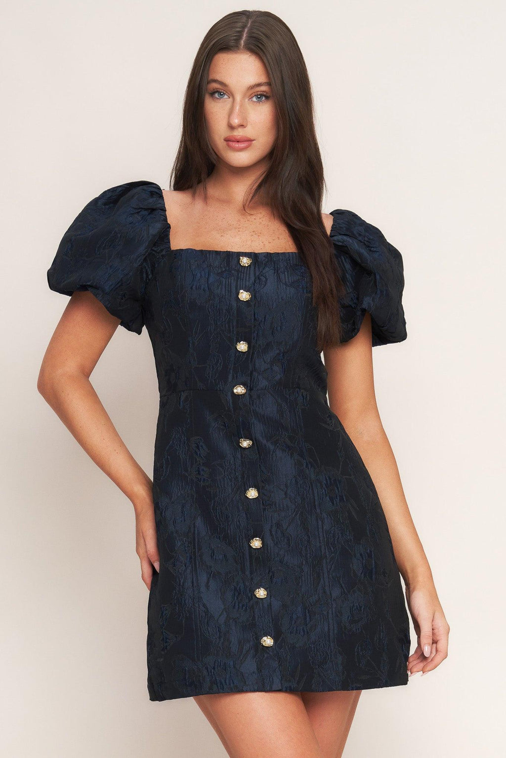 GOLDEN MOON WOVEN MINI DRESS
