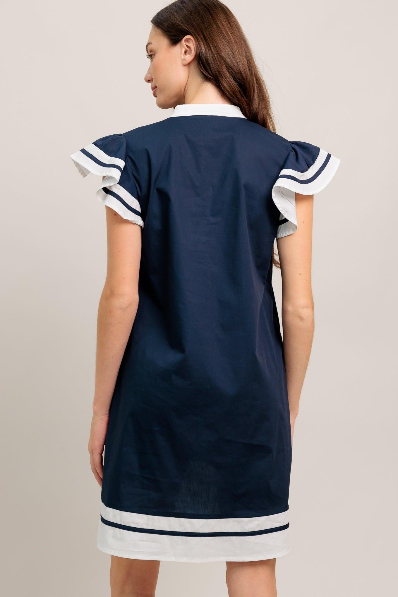 PORTSIDE POLISH WOVEN MINI DRESS