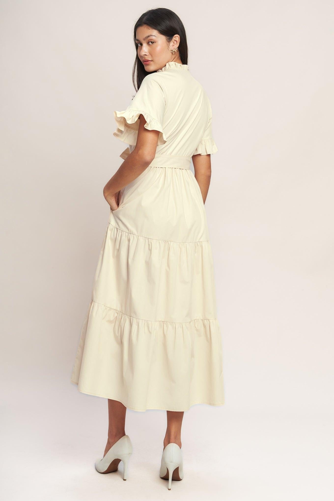 FEELS LIKE A COMPLIMENT WOVEN MIDI DRESS