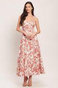FLORAL HAZE WOVEN MIDI DRESS