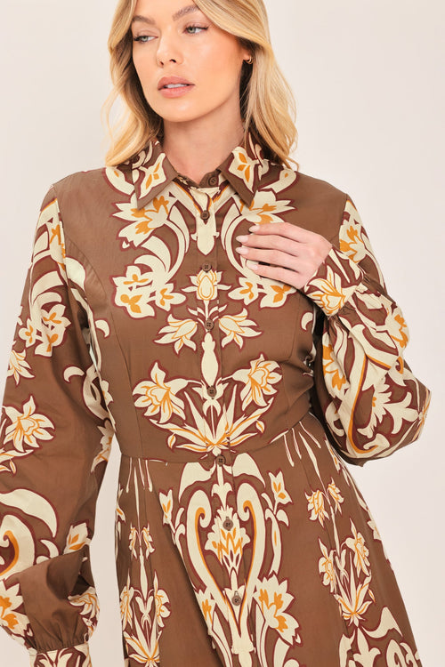 AMBER MEDALLION WOVEN SHIRT MAXI DRESS