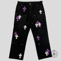 Chrome Hearts Purple Cross Patch Double Knee Carpenter Pants