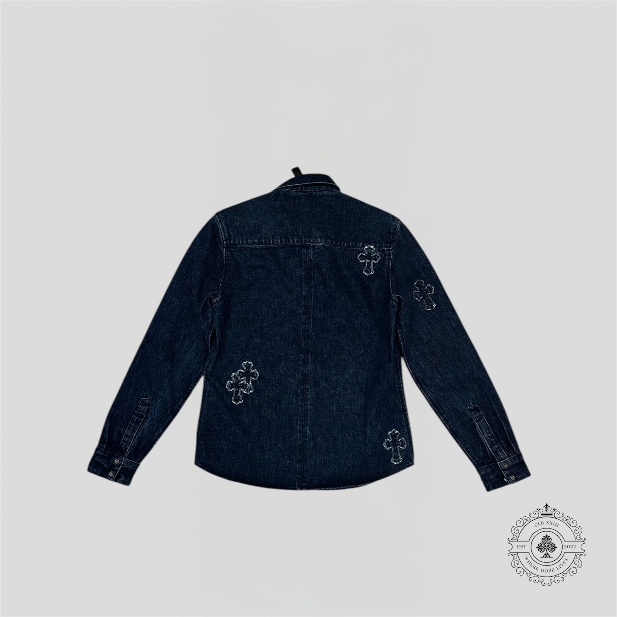 Chrome Hearts Denim Cross Patch Button Up