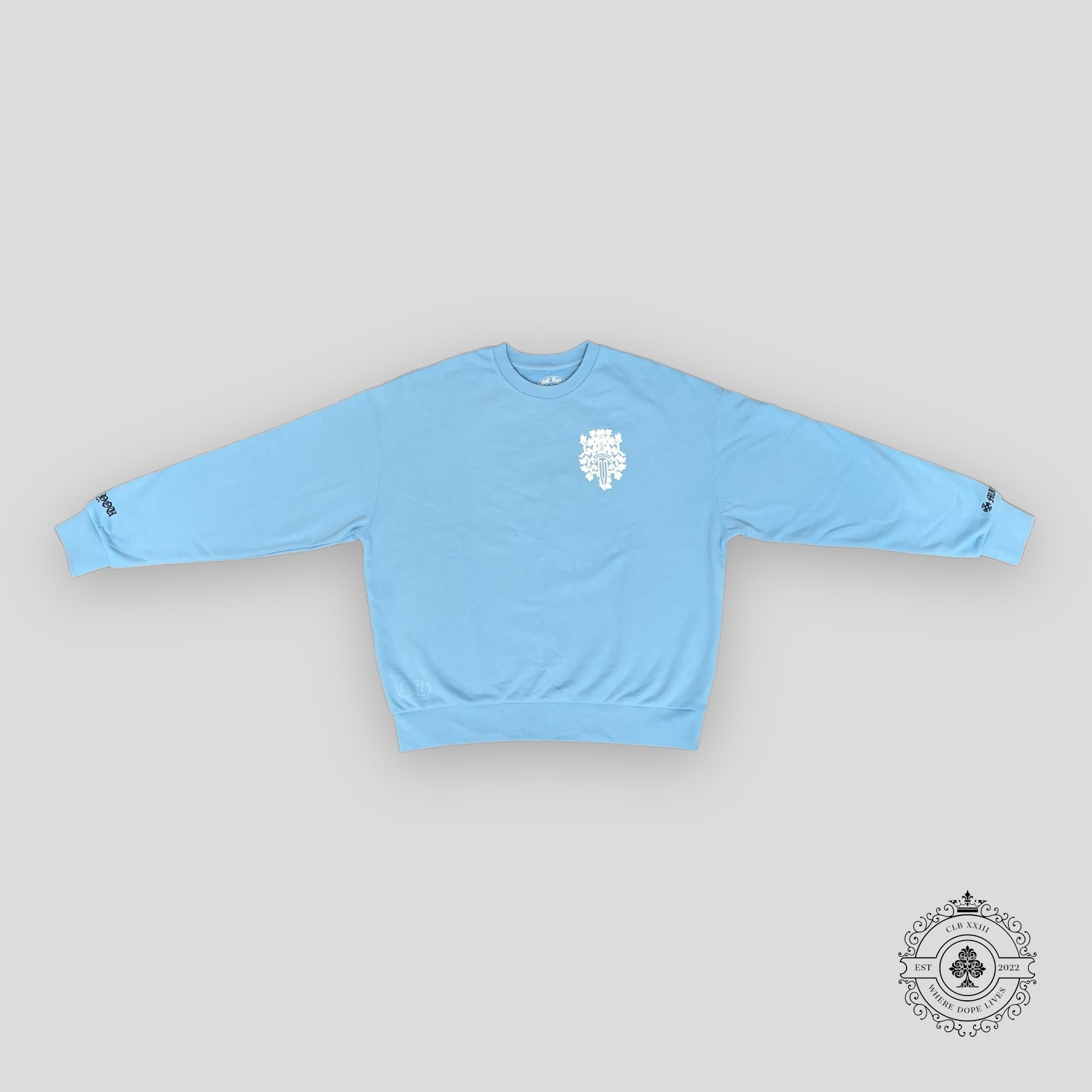 Chrome Hearts Dagger Miami Art Basel Exclusive Crewneck in Baby Blue