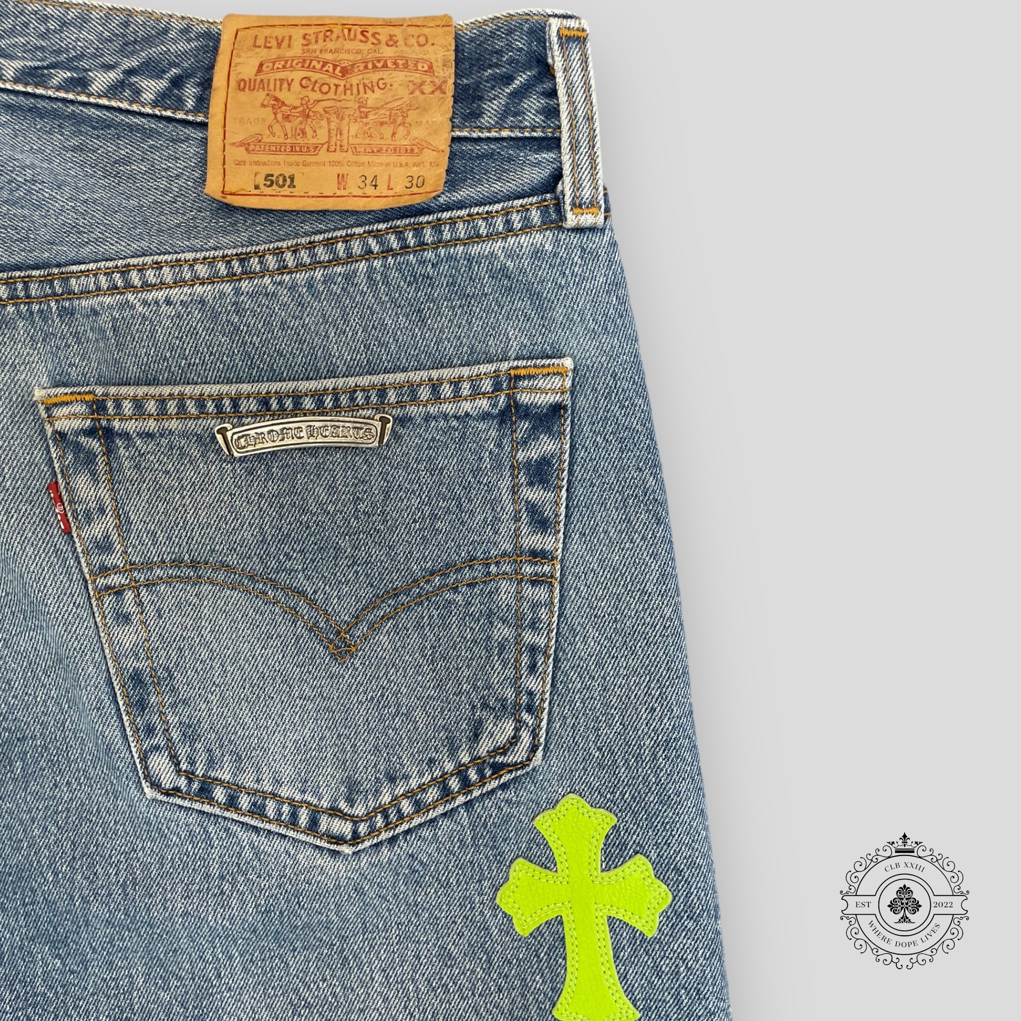Chrome Hearts Cross Patch Jeans Green/White