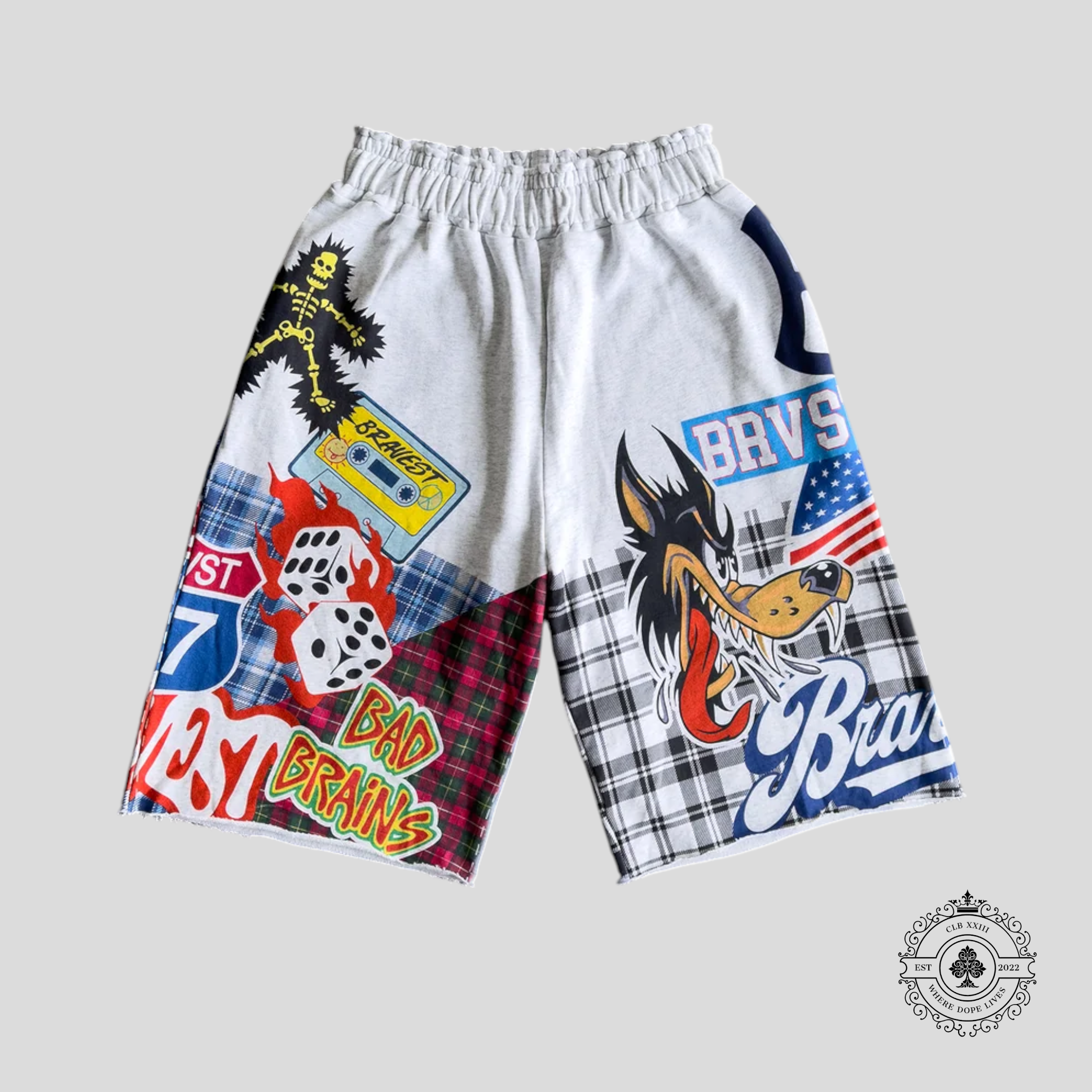 Bravest Studios Patchwork Baggy Sweatshorts in Heather Grey