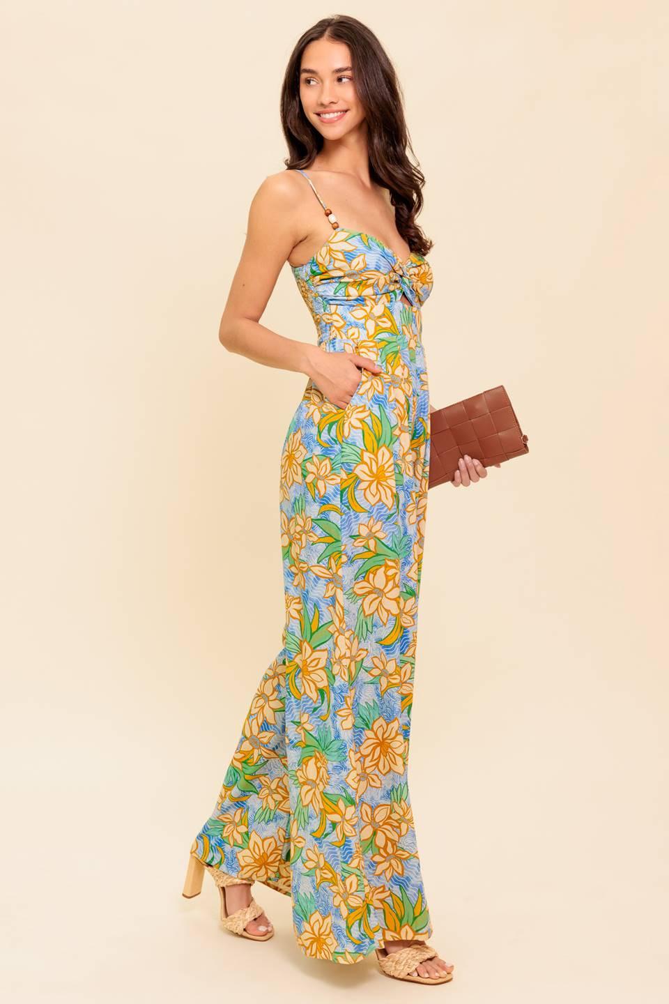 BY CHANCE BLUE WOVEN JUMPSUIT
