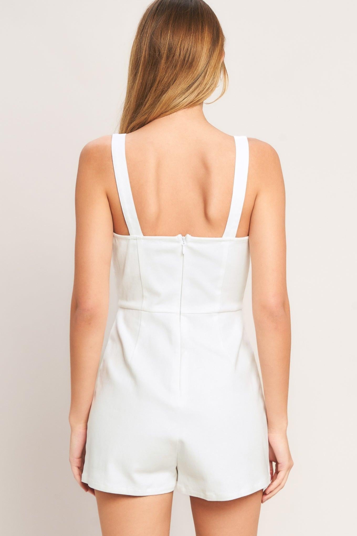FIRST DATE WOVEN SKORT ROMPER