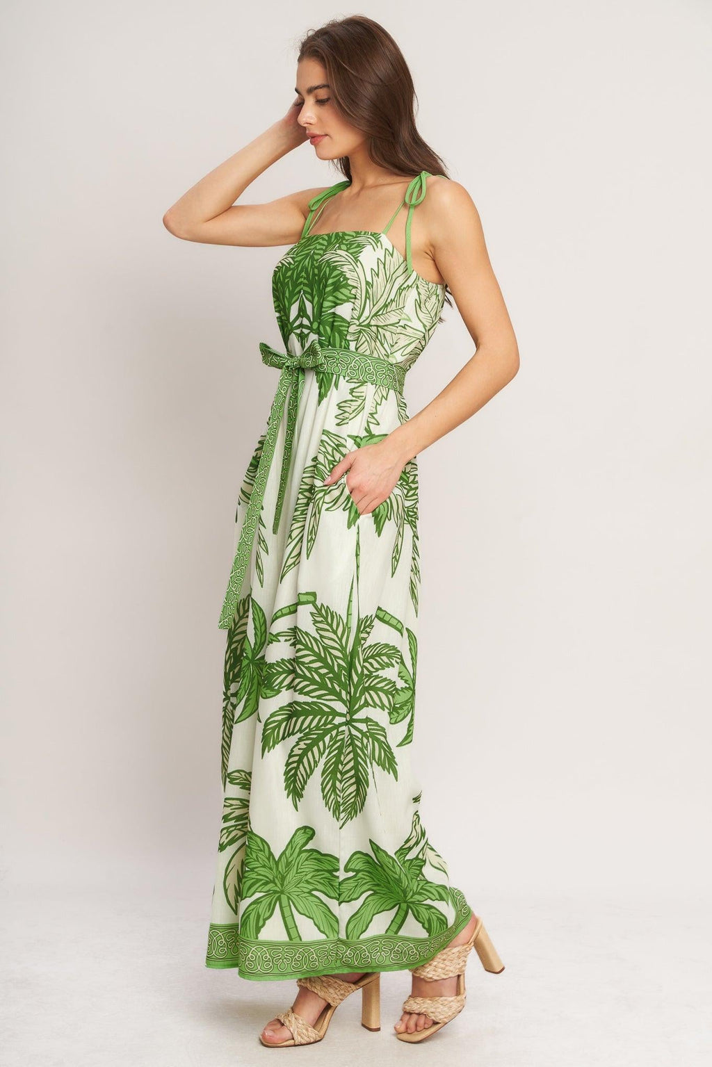 PALM LUXE WOVEN JUMPSUIT