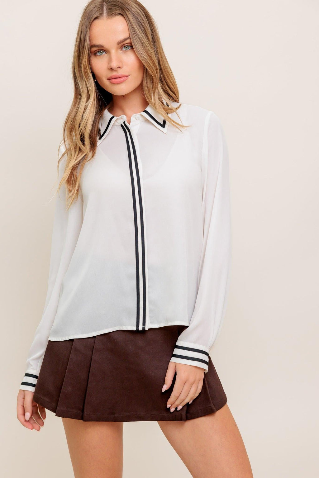 WANDER LEAF IVORY WOVEN TOP