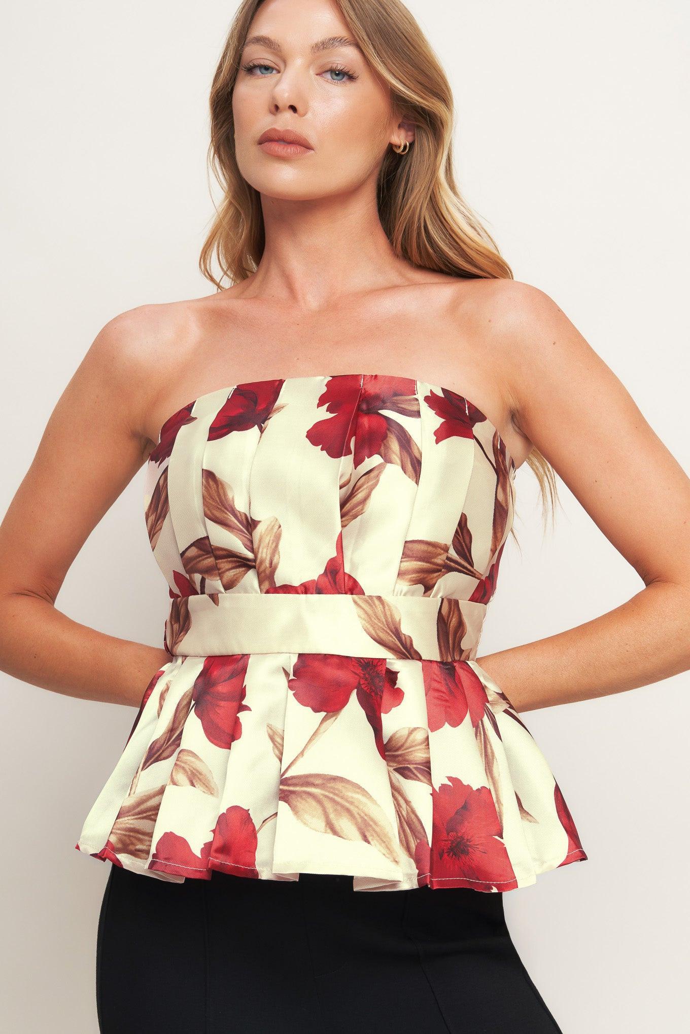 HOLIDAY BLOSSOM WOVEN TOP