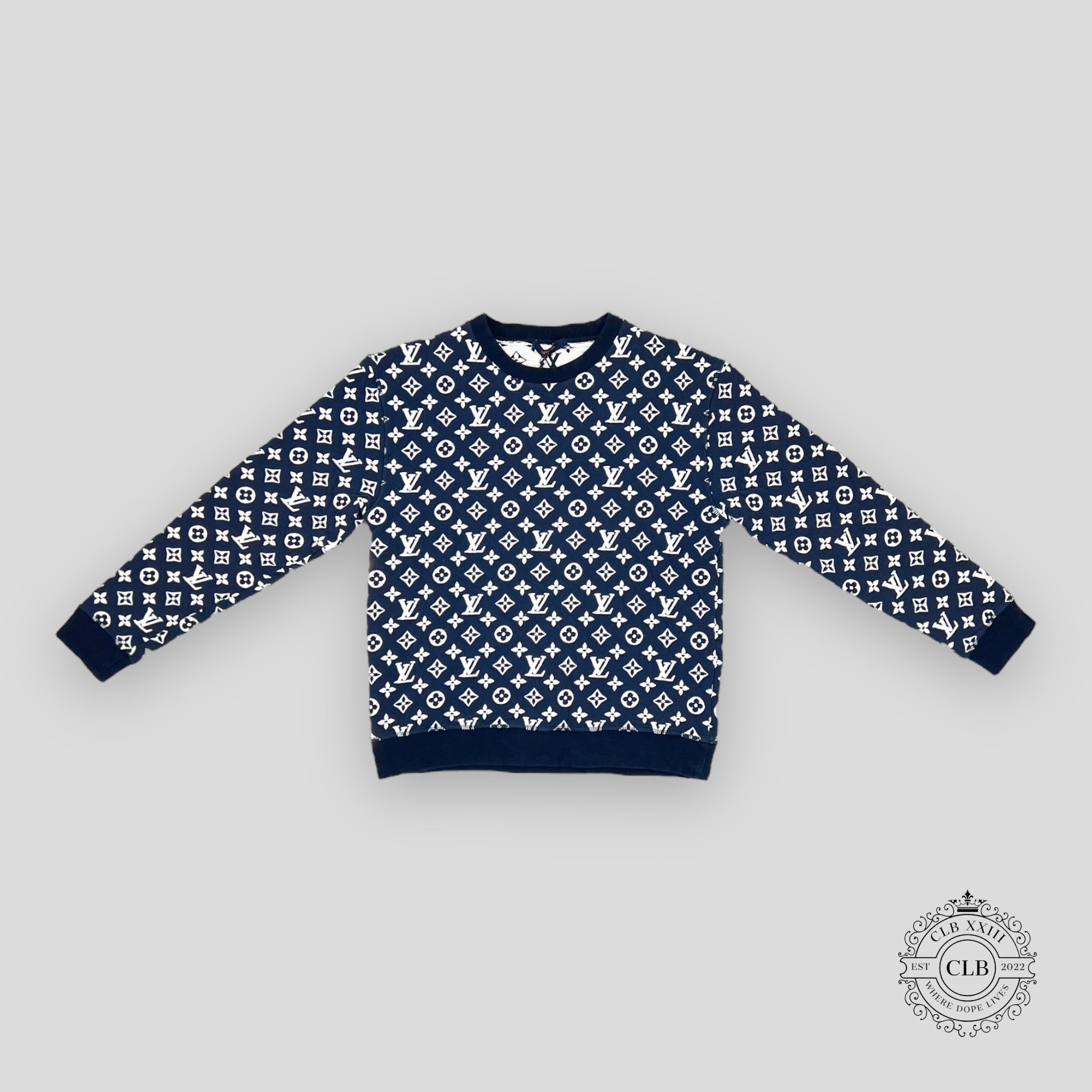 Louis Vuitton Full Monogram Jacquard Crewneck - Navy