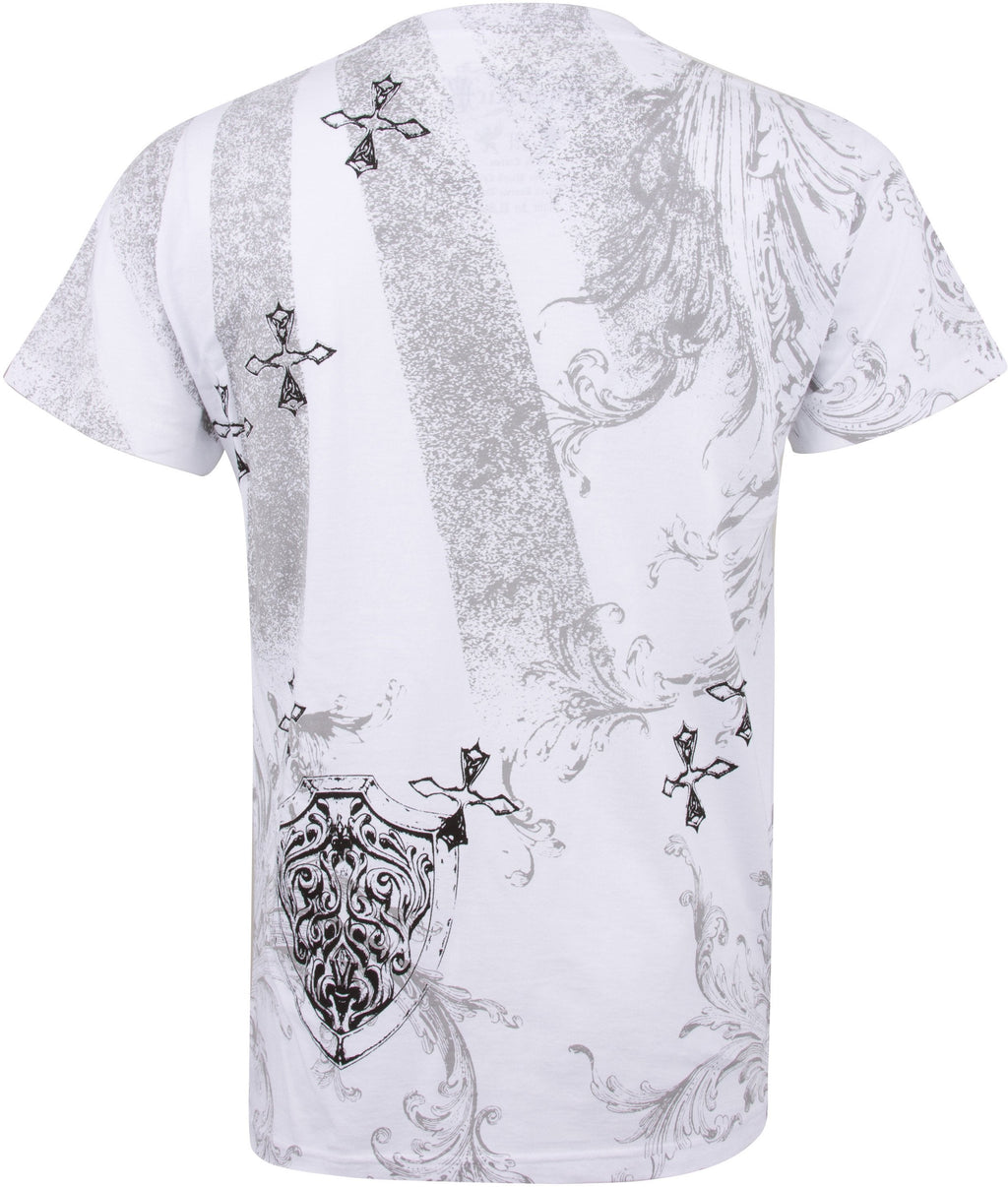 Cross and Vines Short Sleeve V-Neck Cotton Mens Fashion T-Shirt