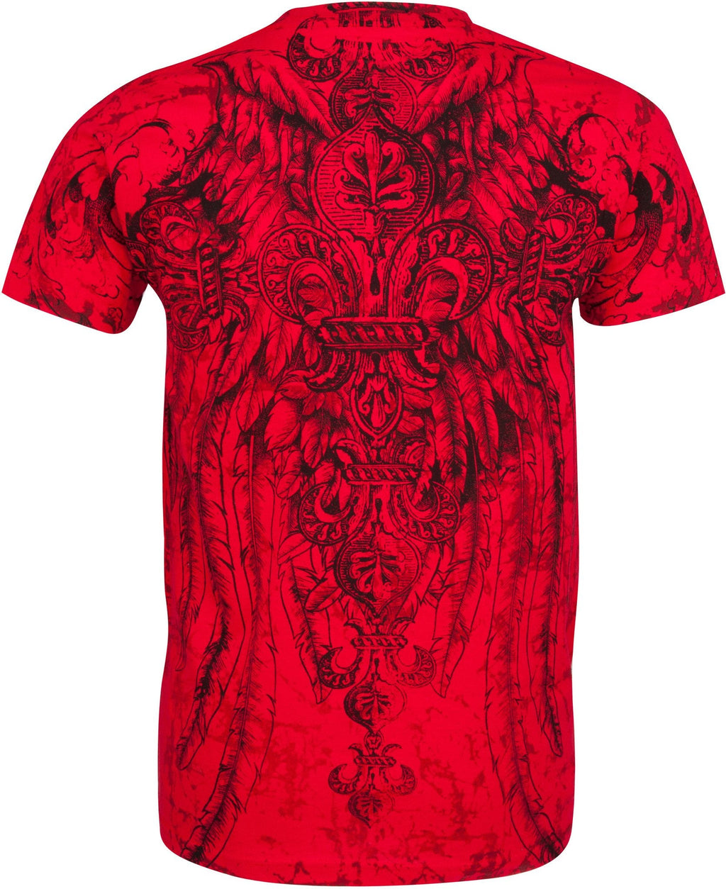 Men's Silver Metallic Embossed Fleur De Lis Cross Cotton Fashion T-shirt by Sakkas