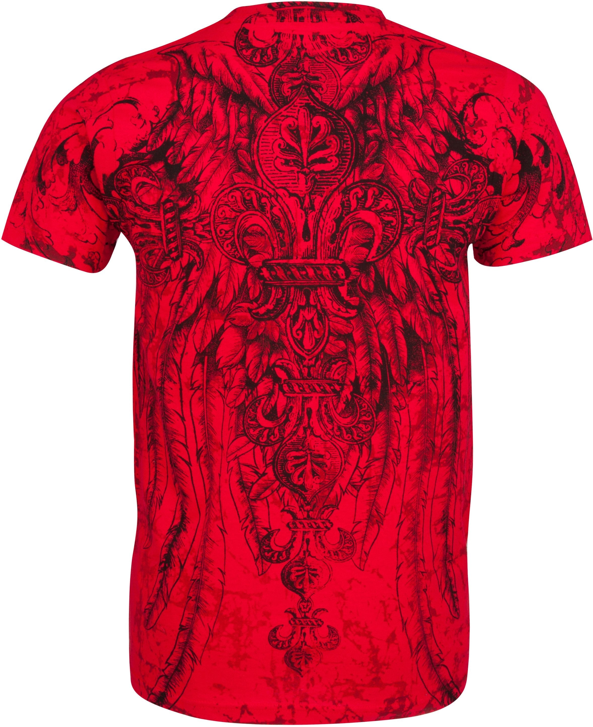 Men's Silver Metallic Embossed Fleur De Lis Cross Cotton Fashion T-shirt by Sakkas