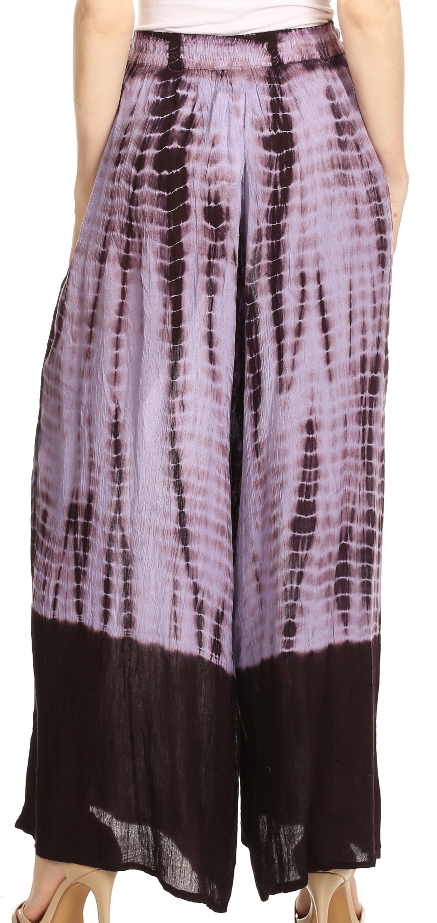 Sakkas Aline Tie-dye Wide-leg Palazzo Pants with Adjustable Waistband