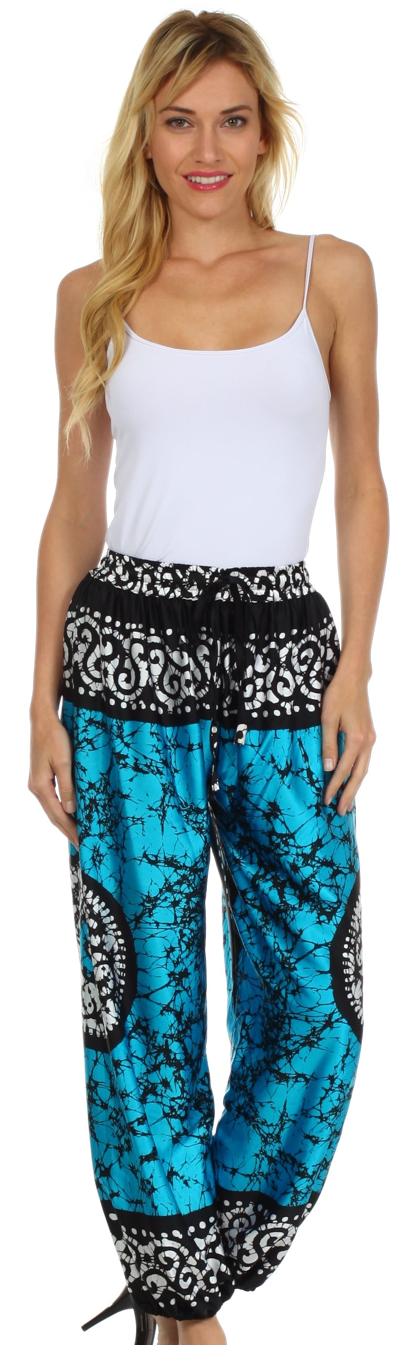 Sakkas Sephora Wide Leg Silky Harem Pants