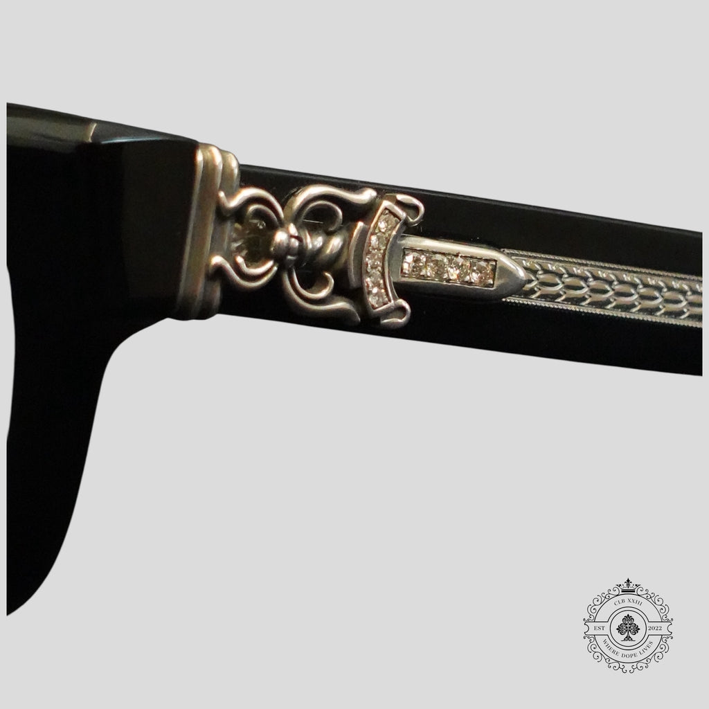 Chrome Hearts Diamond Embellished Cuntvoluted Glasses in Black/Silver