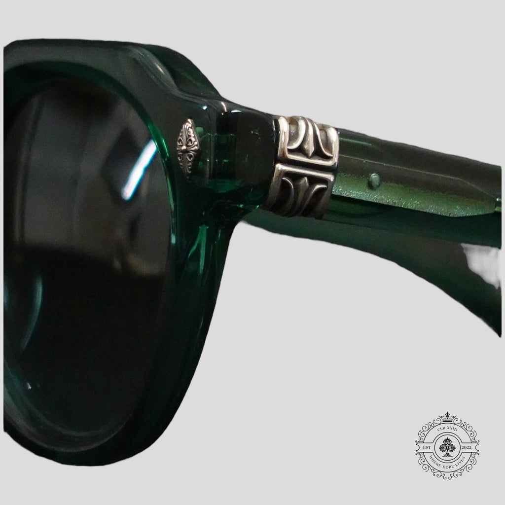 Chrome Hearts Lizard Boot Sunglasses in Marine Green/Silver