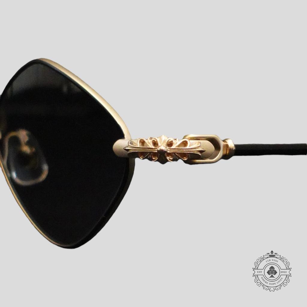 Chrome Hearts Diamond Dog Sunglasses in Black/Gold