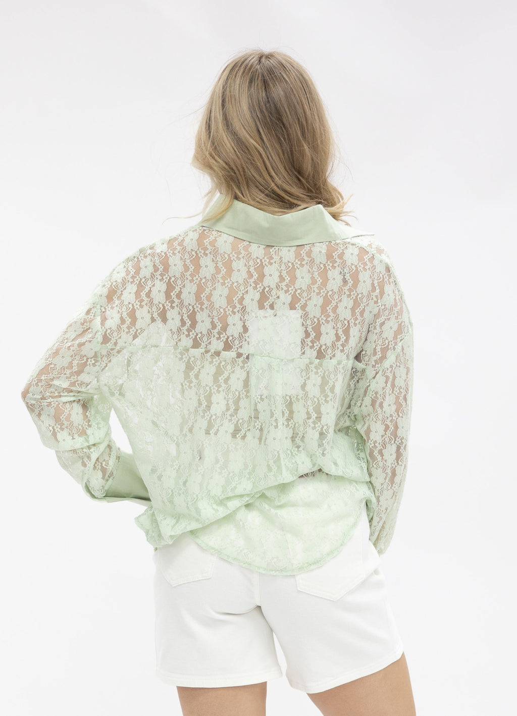Kathryn Classic Button-Up, Mint Lace