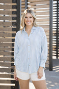 Kathryn Classic Button-Up, Blue Stripes