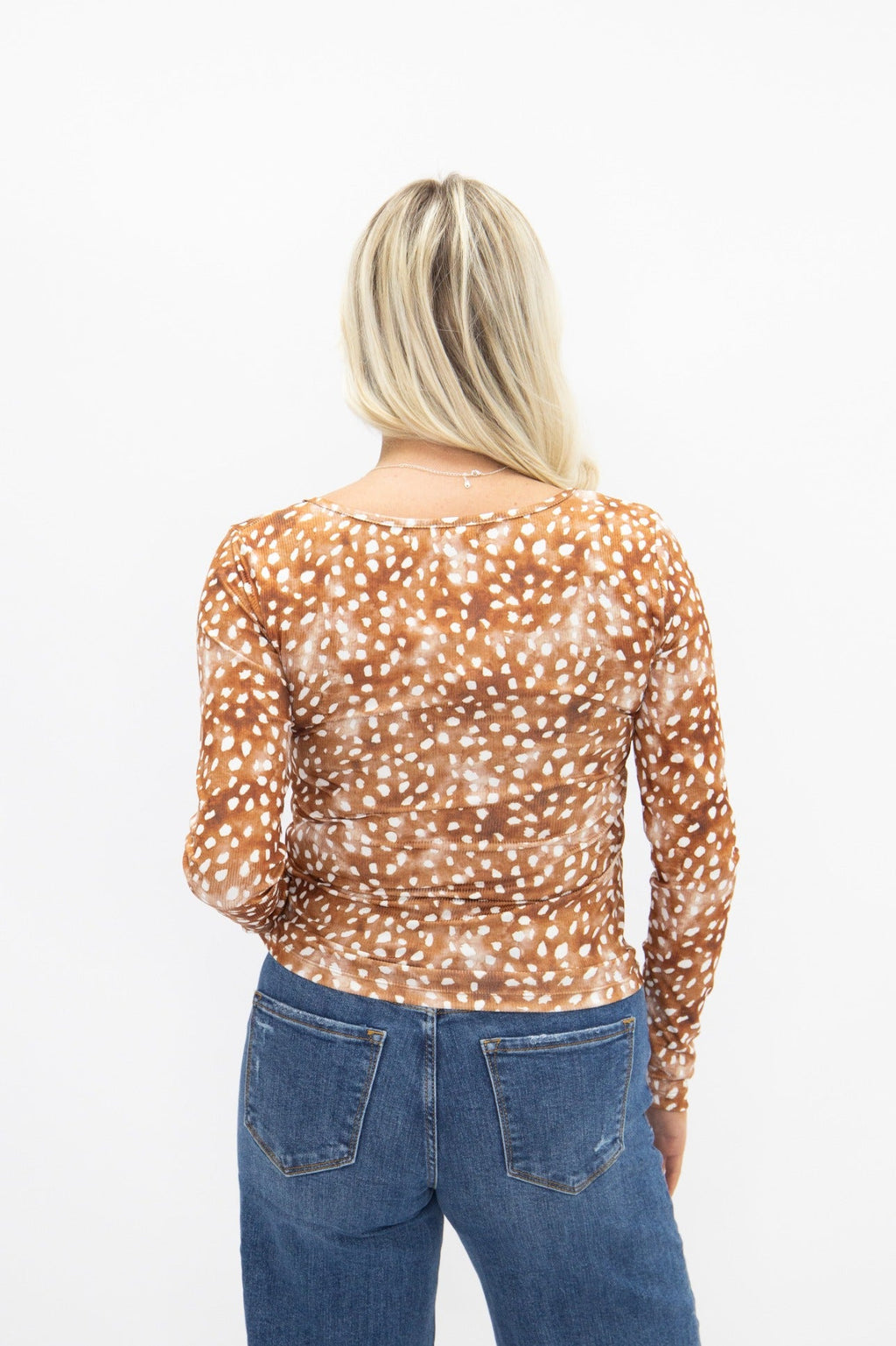 Square Neck Long Sleeve, Deer Print