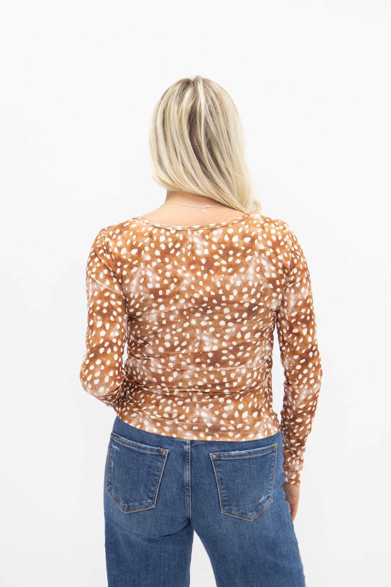 Square Neck Long Sleeve, Deer Print
