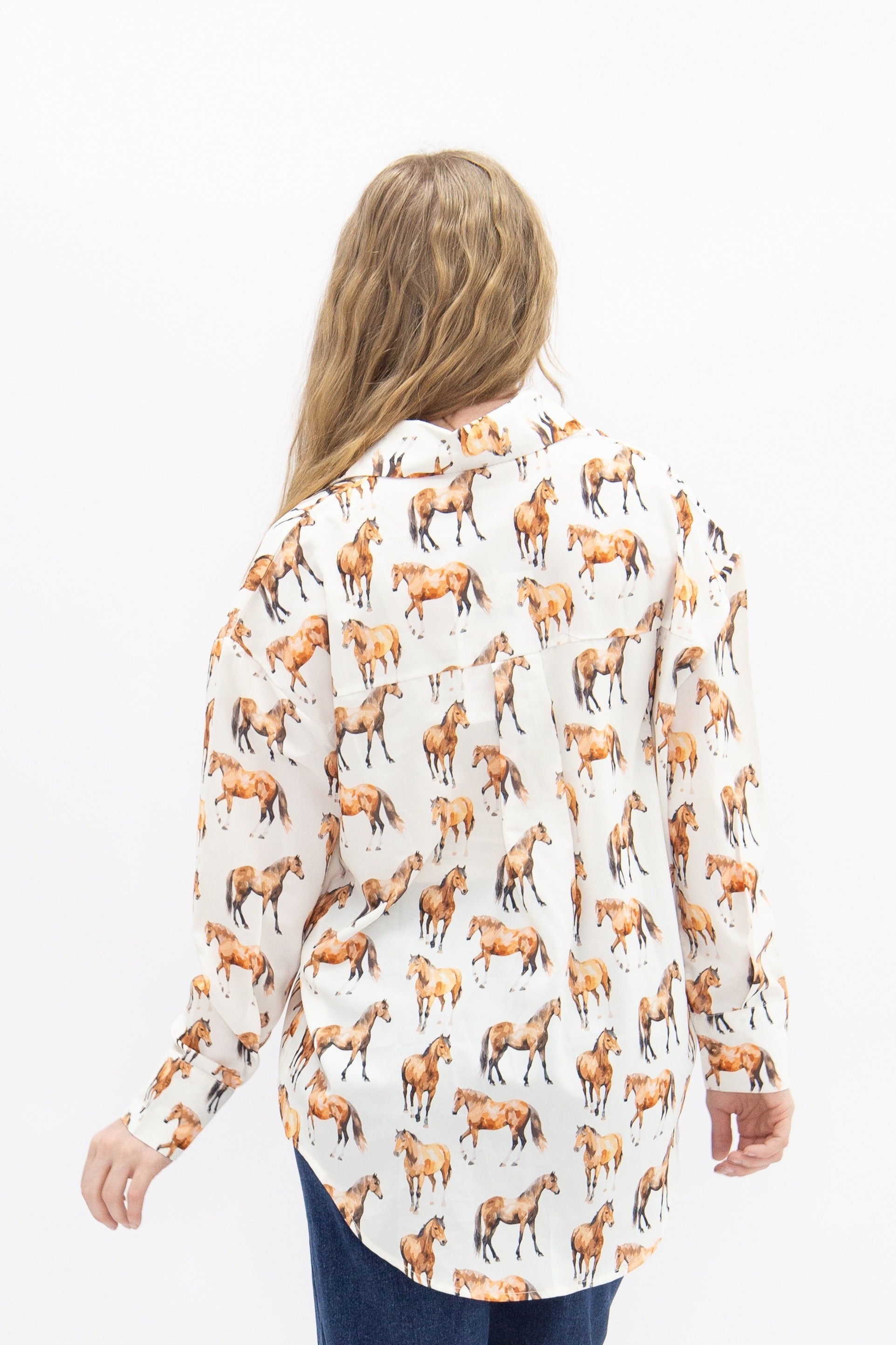 Kathryn Button-Up, Horse Print