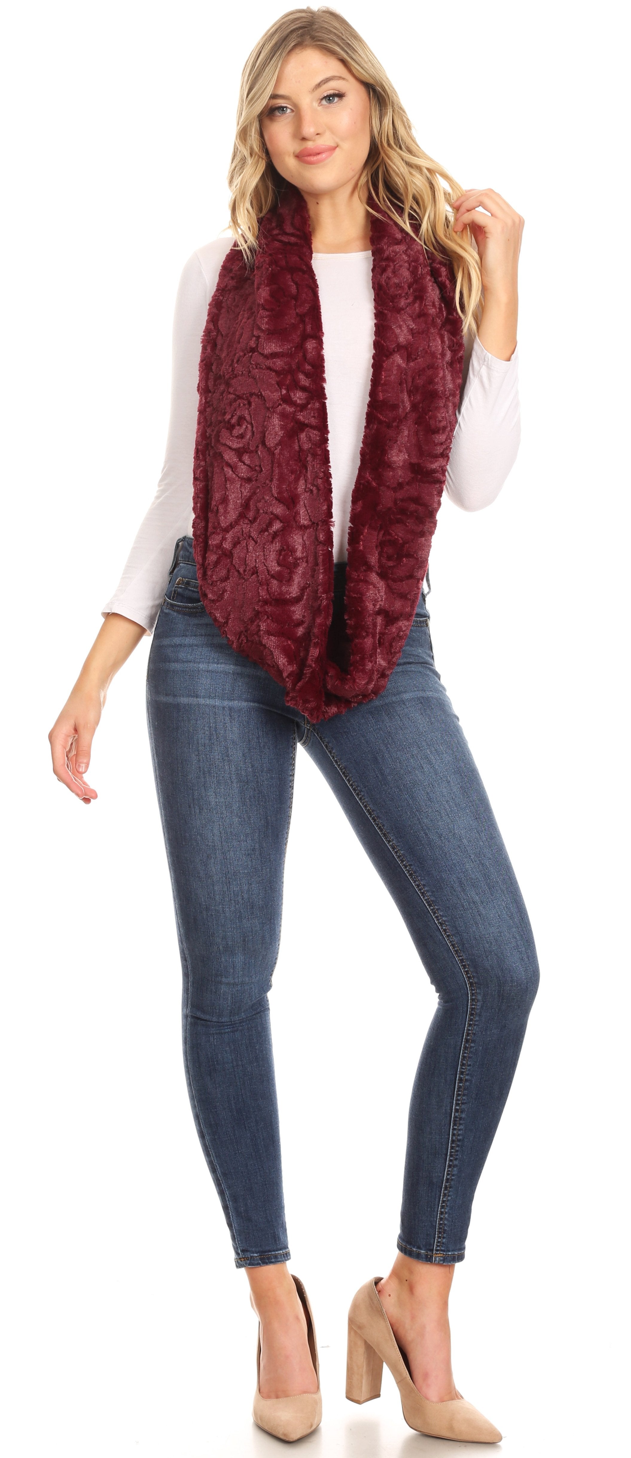 Sakkas Mellah Long Wide Soft Fuzzy Furry Fur Infinity Fall Winter Wrap Scarf