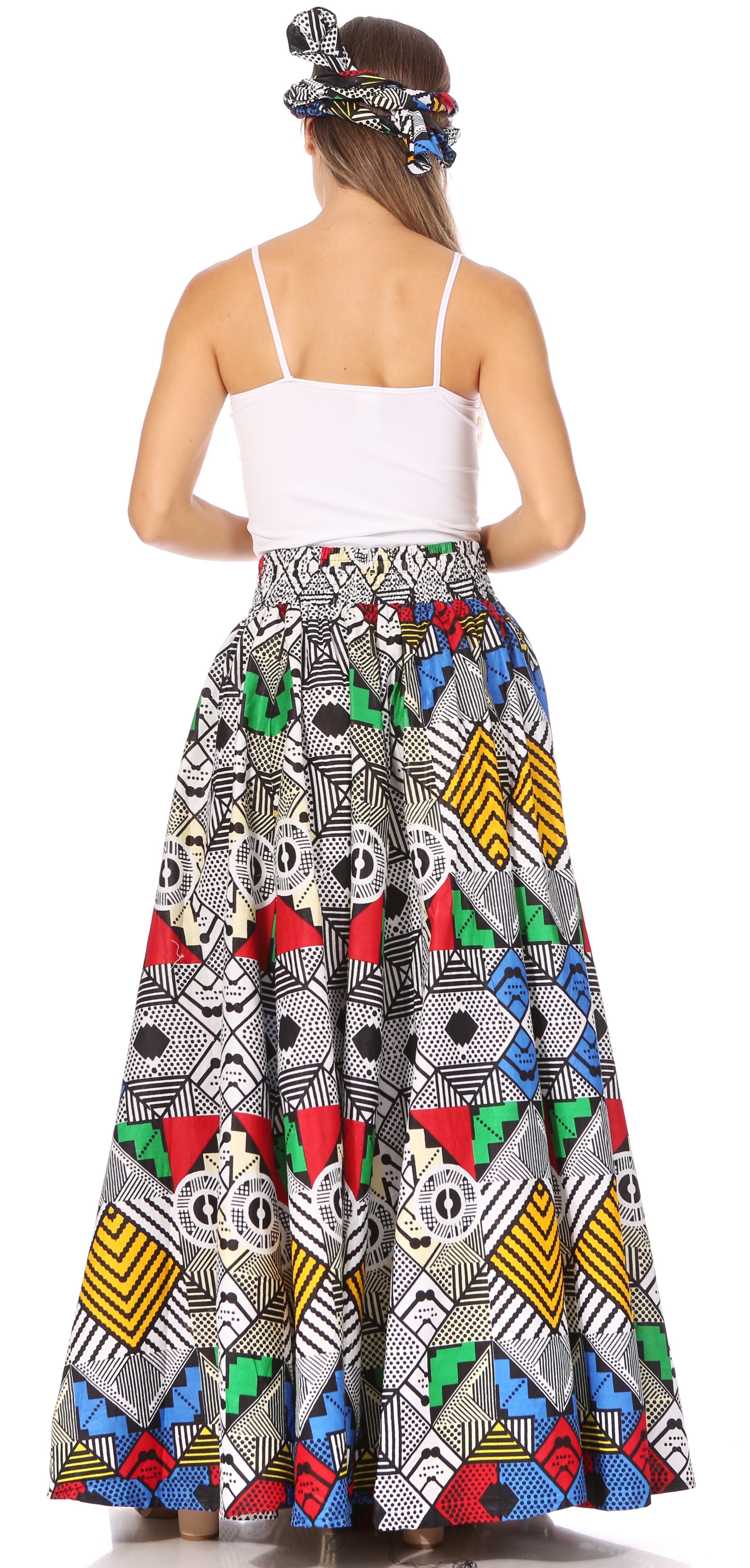 Sakkas Asma's Second Convertible Traditional Wax Print Maxi Skirt with Adjustable Straps - Buy One, Get One 50% Off