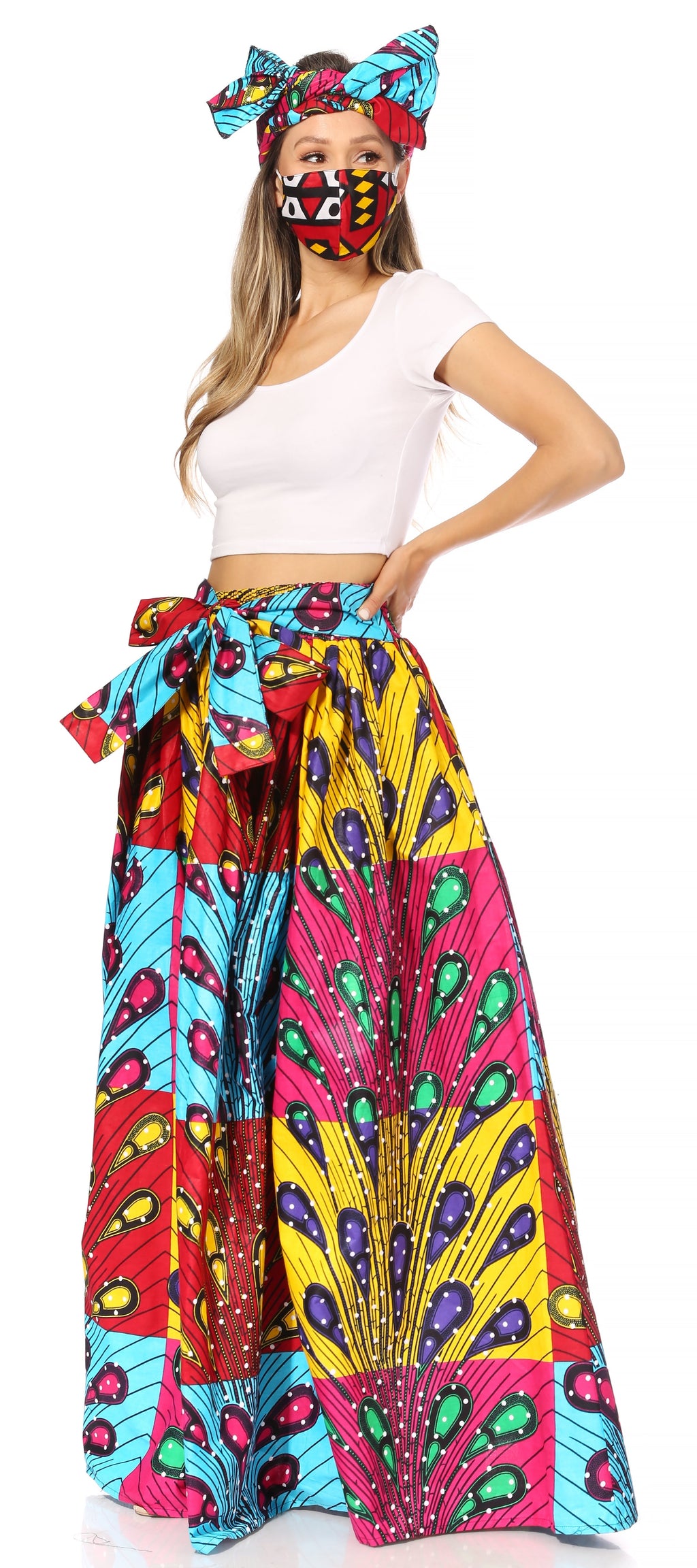 Sakkas Asma's Second Convertible Traditional Wax Print Maxi Skirt with Adjustable Straps - Buy One, Get One 50% Off