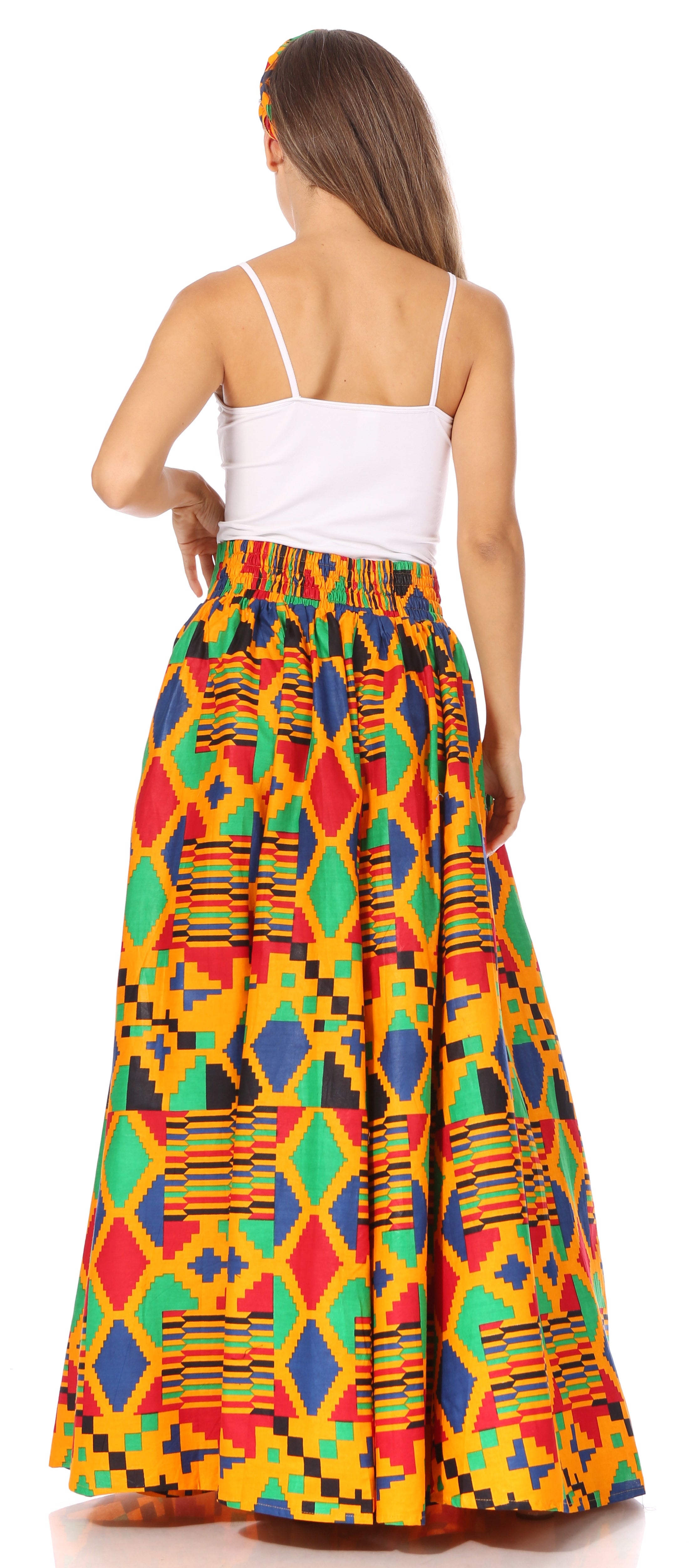 Sakkas Asma's Second Convertible Traditional Wax Print Maxi Skirt with Adjustable Straps - Buy One, Get One 50% Off