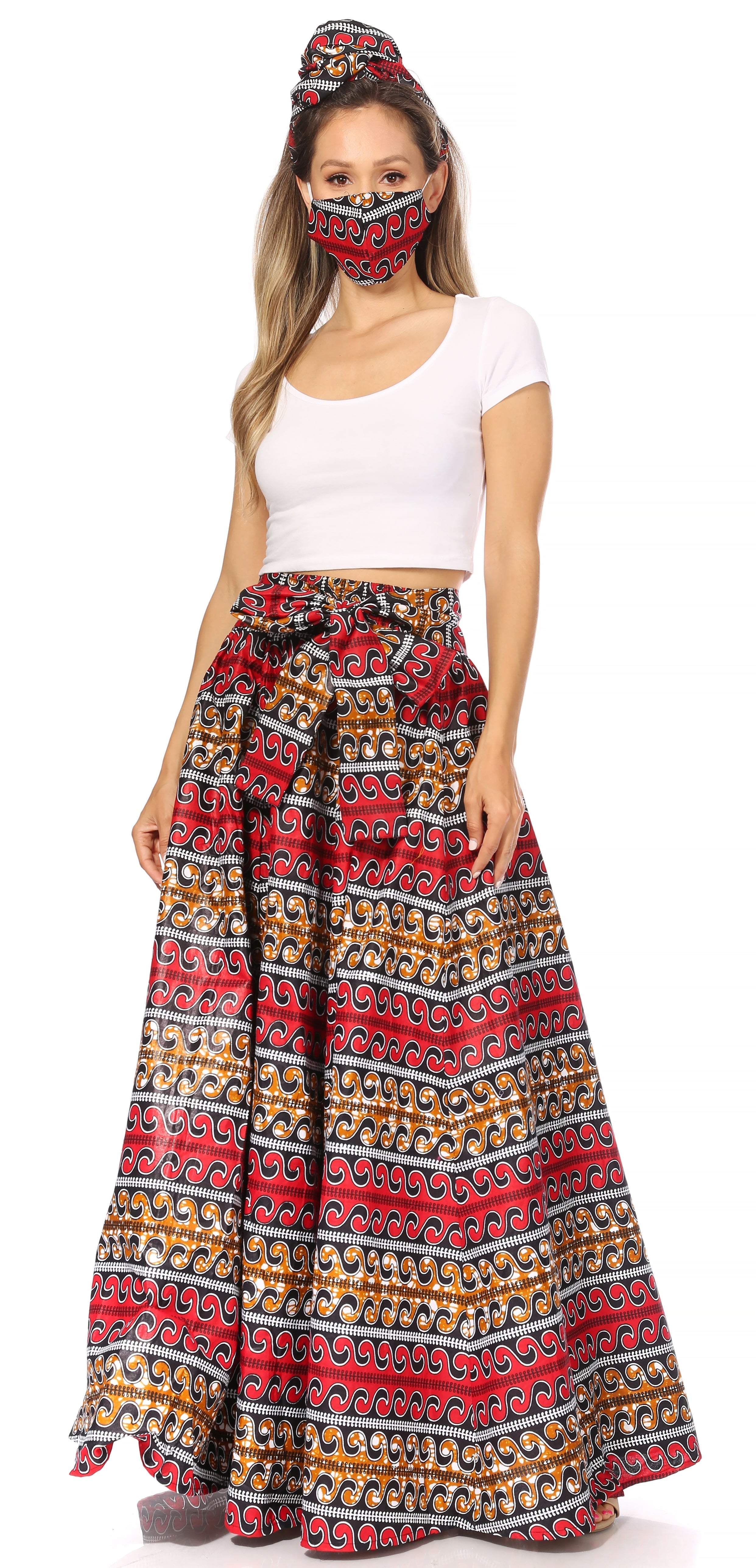Sakkas Asma's Second Convertible Traditional Wax Print Maxi Skirt with Adjustable Straps - Buy One, Get One 50% Off