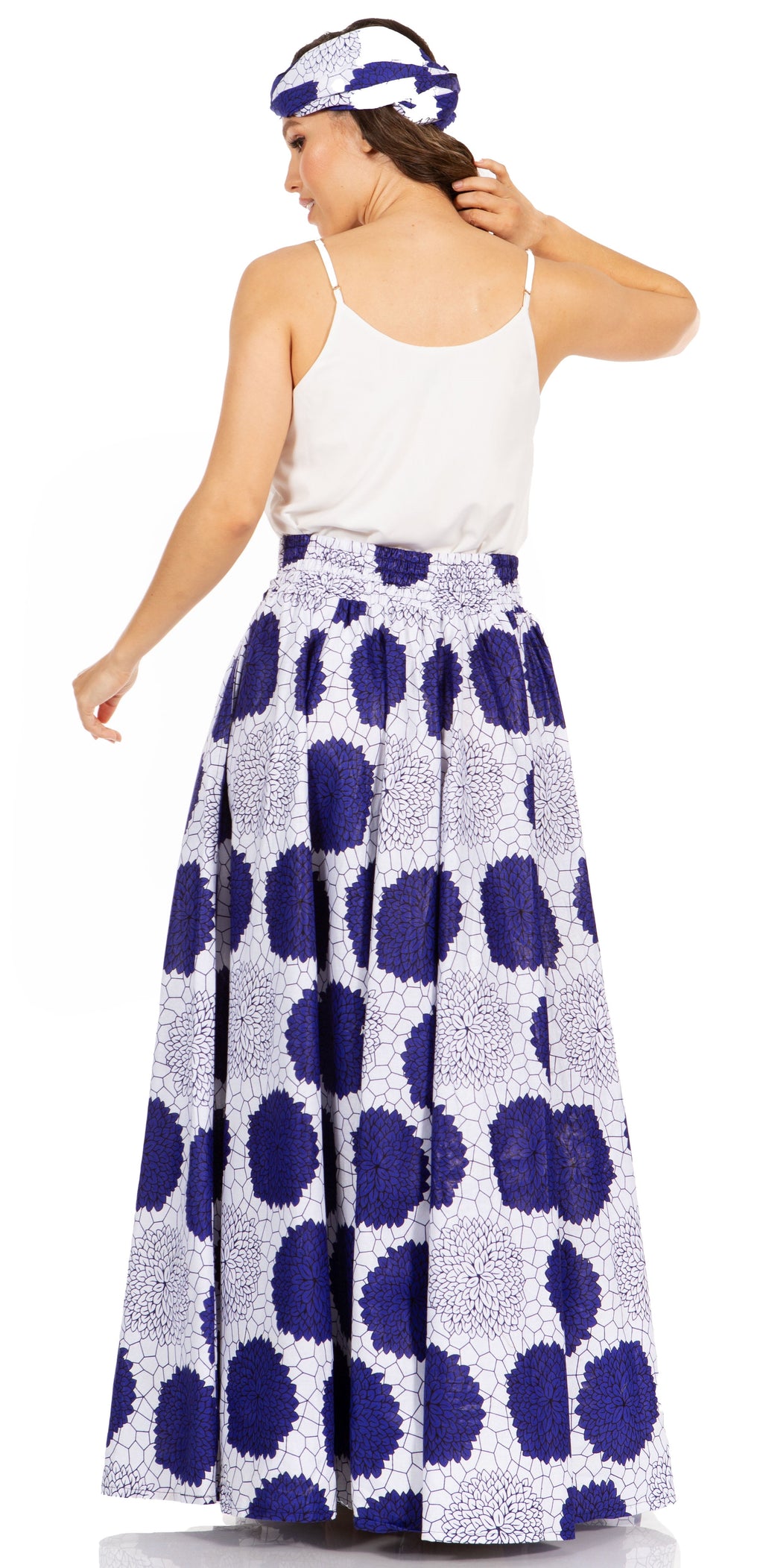 Sakkas Asma's Second Convertible Traditional Wax Print Maxi Skirt with Adjustable Straps - Buy One, Get One 50% Off