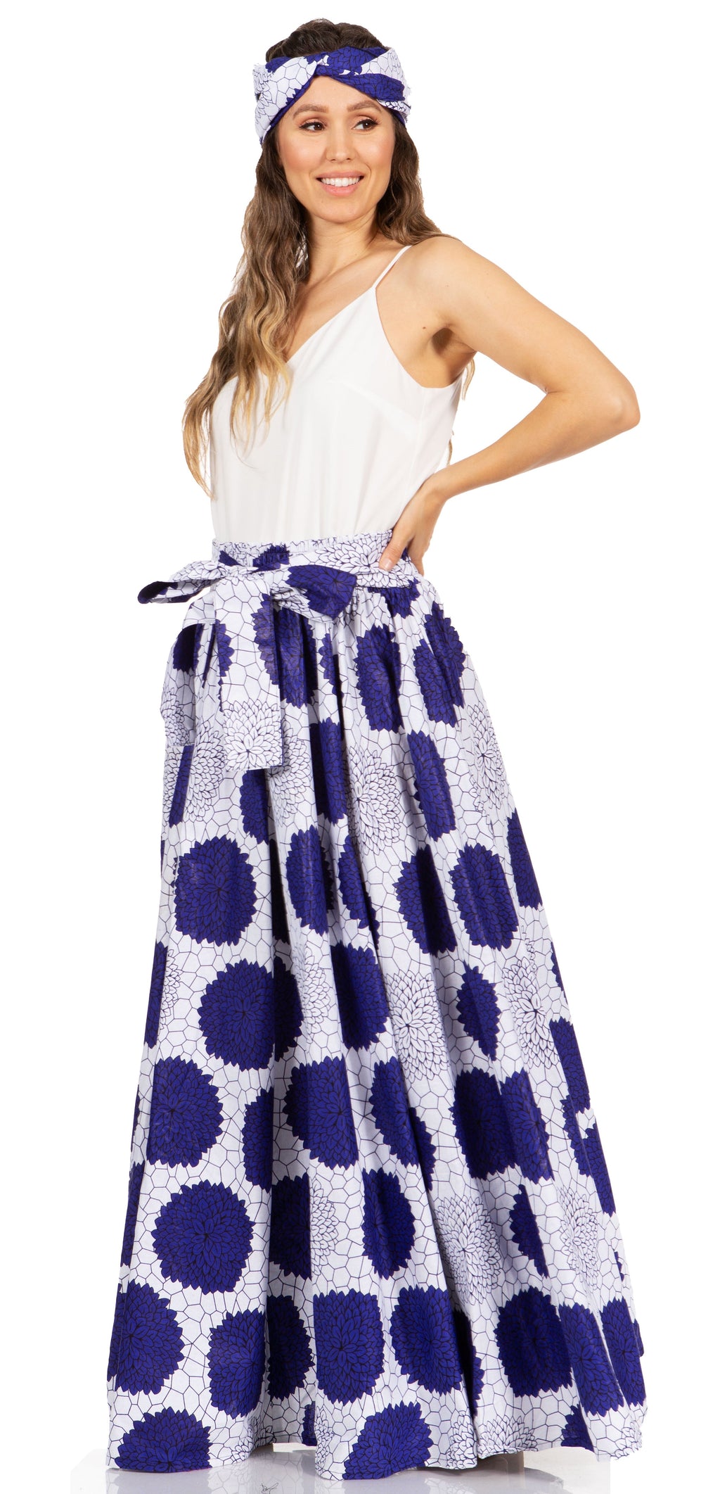 Sakkas Asma's Second Convertible Traditional Wax Print Maxi Skirt with Adjustable Straps - Buy One, Get One 50% Off
