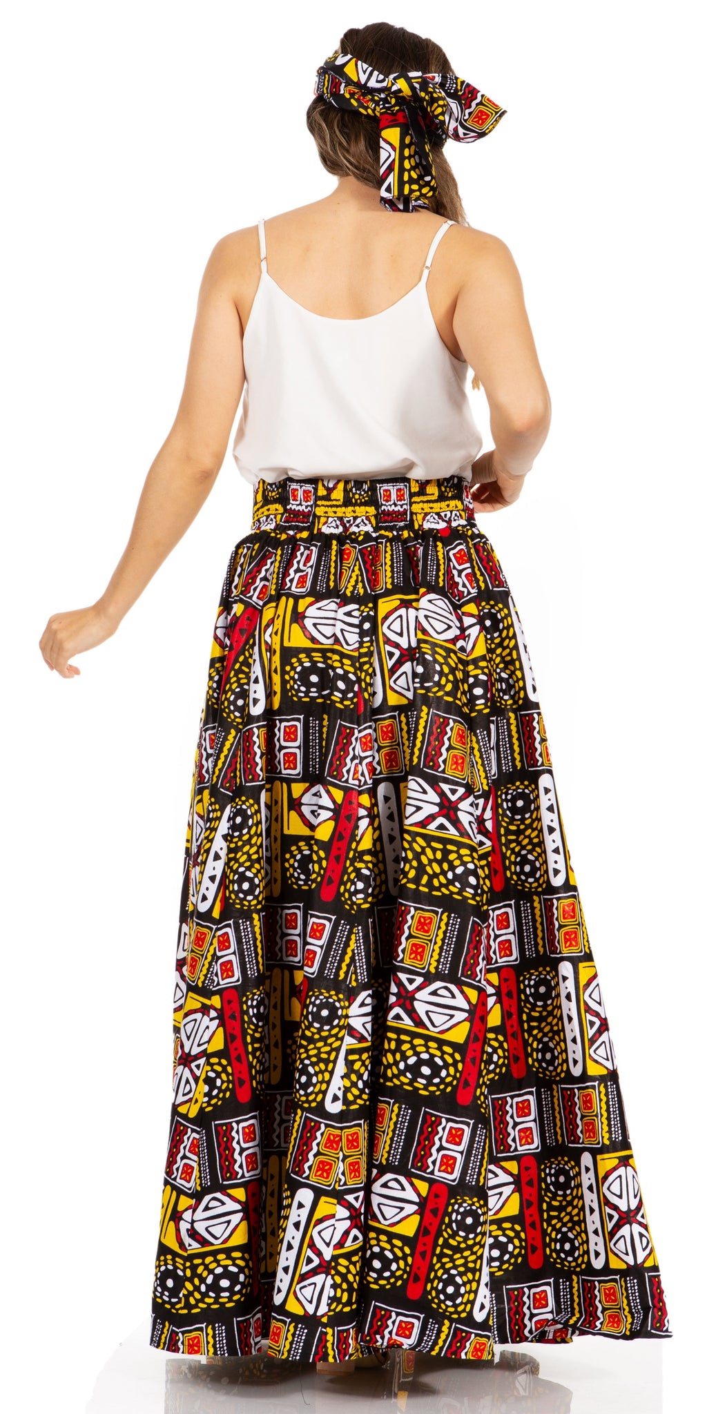 Sakkas Asma's Second Convertible Traditional Wax Print Maxi Skirt with Adjustable Straps - Buy One, Get One 50% Off