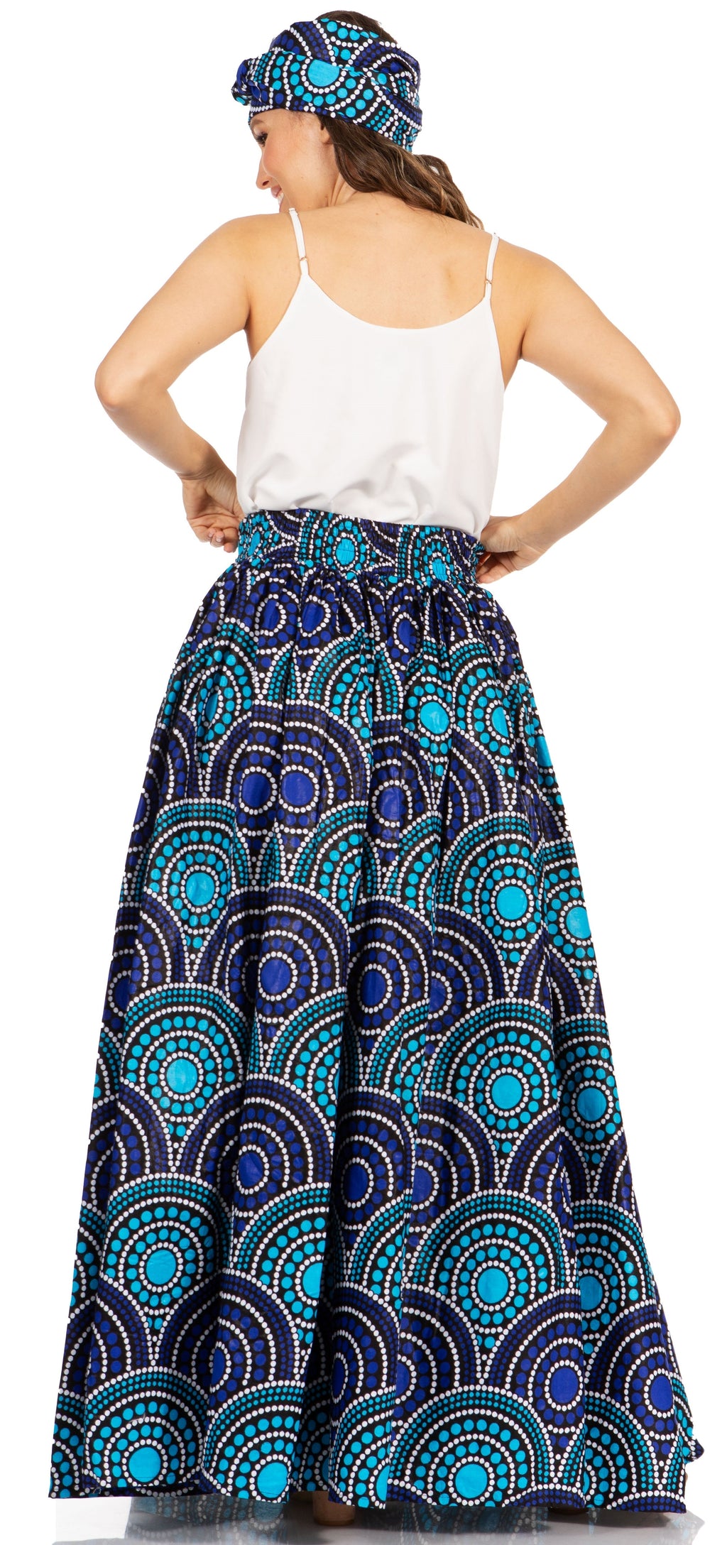 Sakkas Asma's Second Convertible Traditional Wax Print Maxi Skirt with Adjustable Straps - Buy One, Get One 50% Off