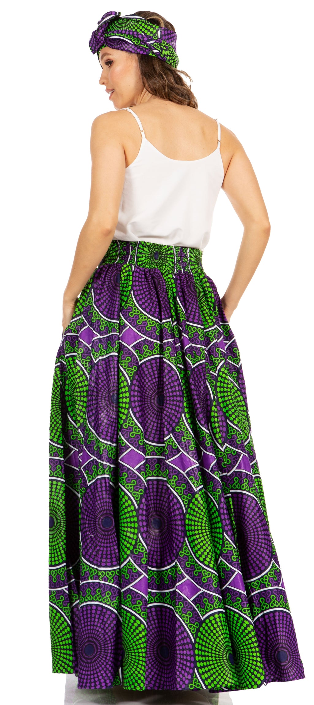 Sakkas Asma's Second Convertible Traditional Wax Print Maxi Skirt with Adjustable Straps - Buy One, Get One 50% Off