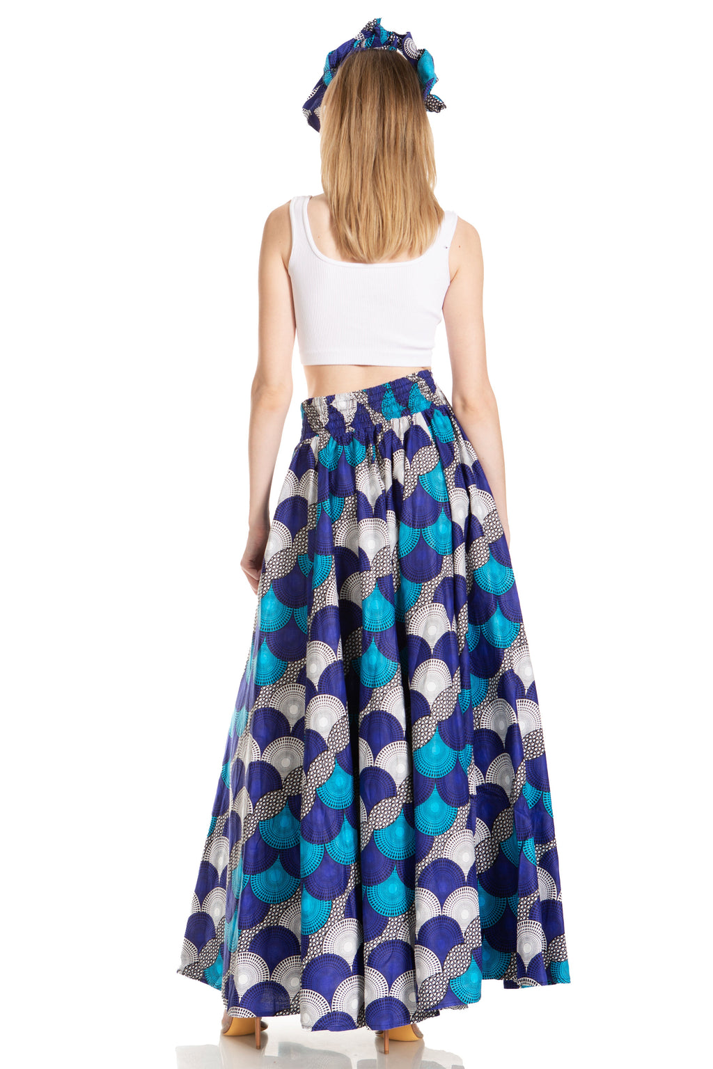 Sakkas Asma's Second Convertible Traditional Wax Print Maxi Skirt with Adjustable Straps - Buy One, Get One 50% Off