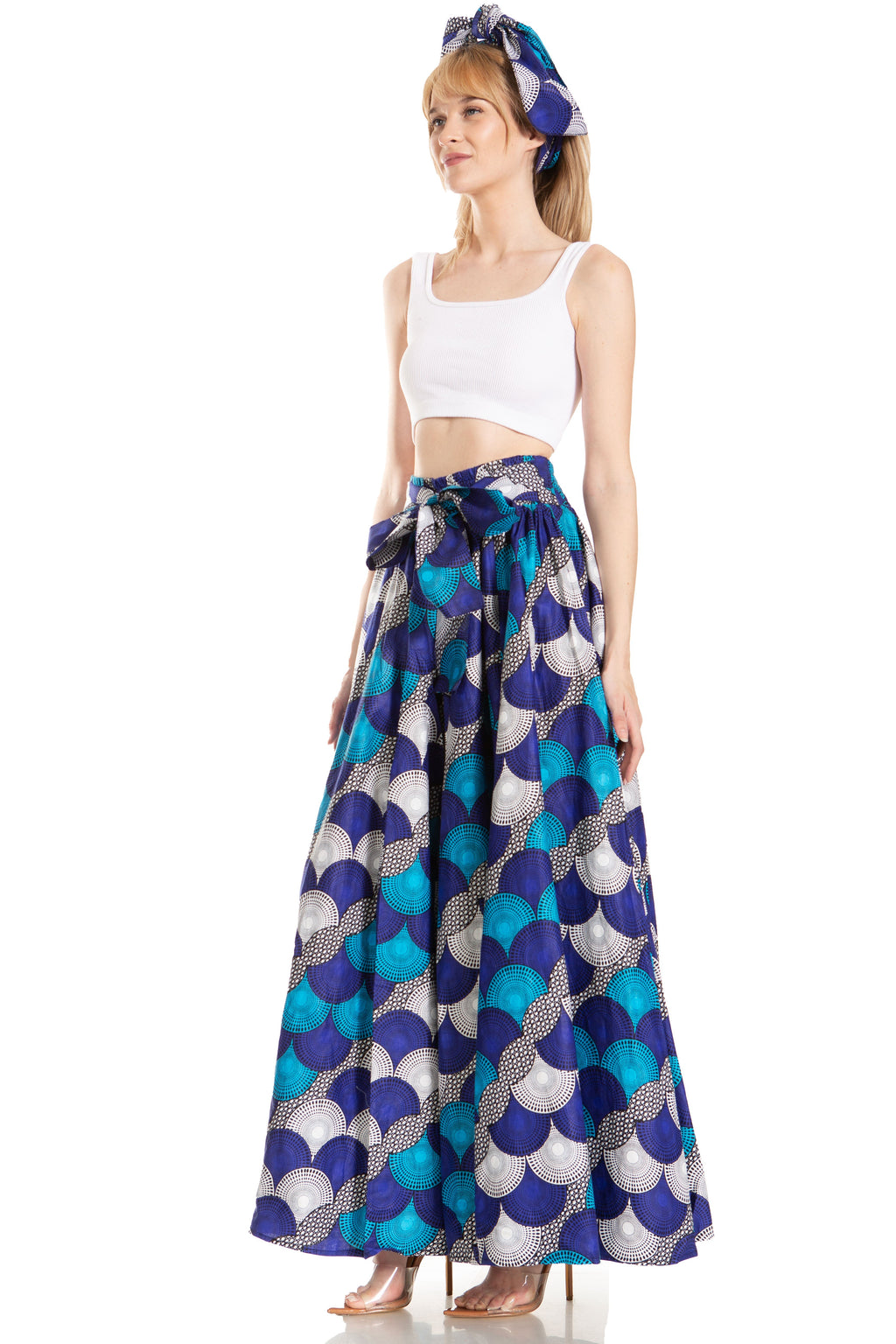 Sakkas Asma's Second Convertible Traditional Wax Print Maxi Skirt with Adjustable Straps - Buy One, Get One 50% Off