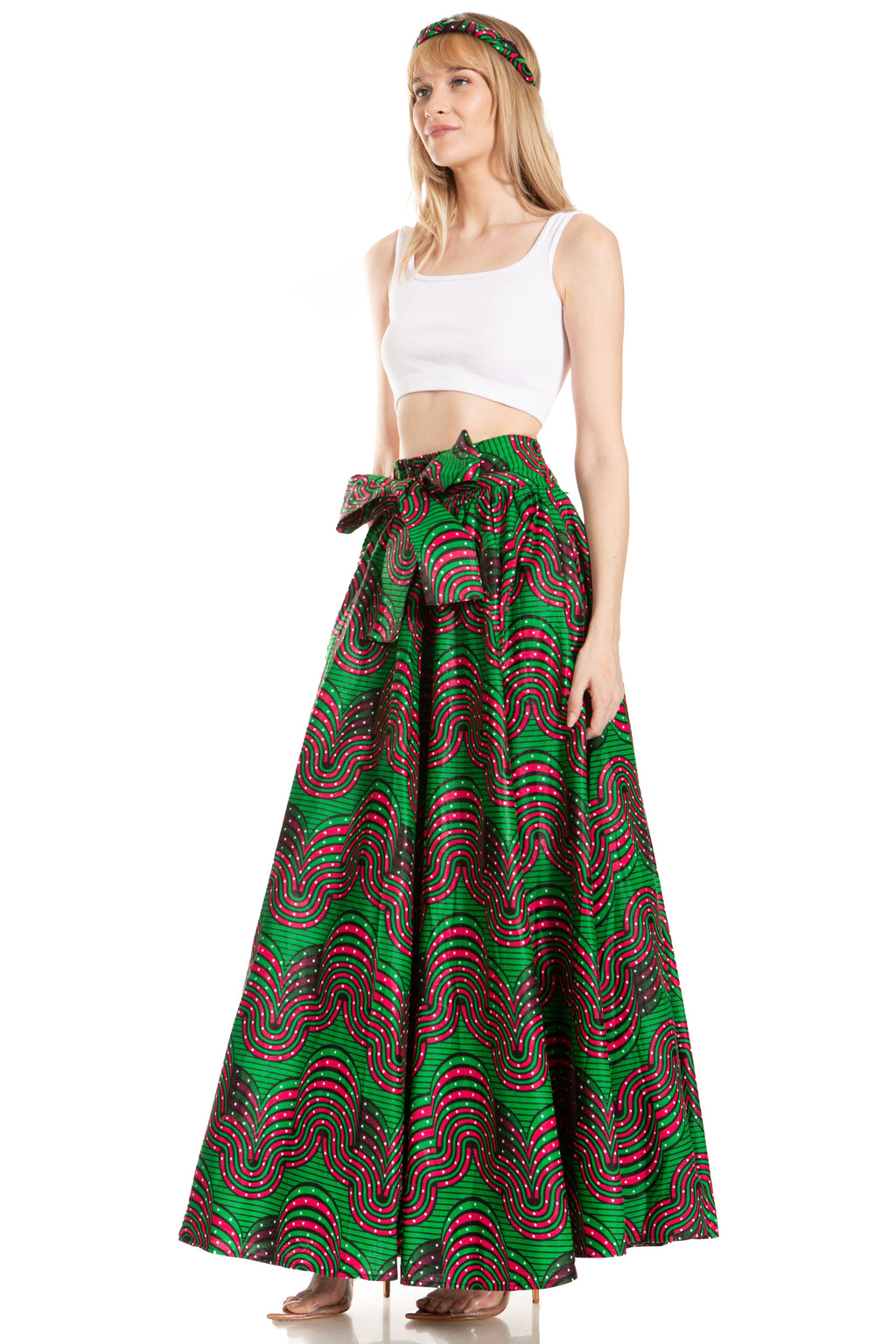 Sakkas Asma's Second Convertible Traditional Wax Print Maxi Skirt with Adjustable Straps - Buy One, Get One 50% Off
