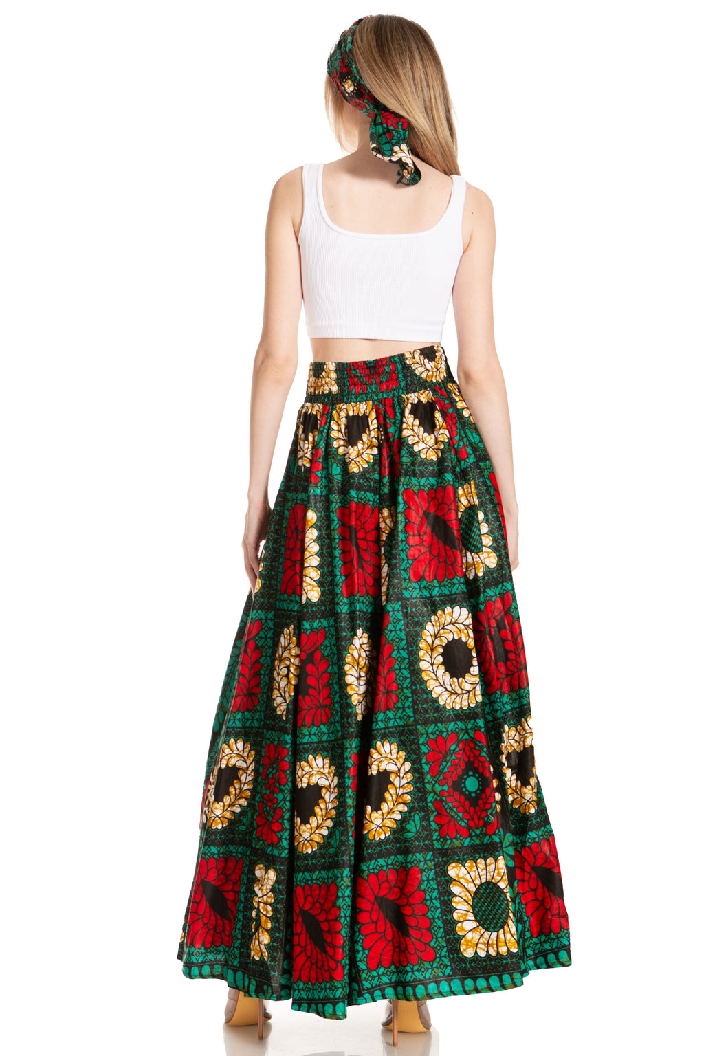 Sakkas Asma's Second Convertible Traditional Wax Print Maxi Skirt with Adjustable Straps - Buy One, Get One 50% Off