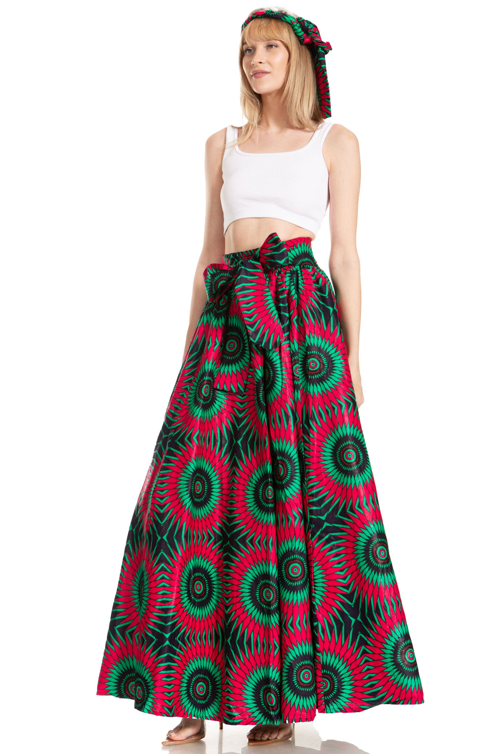 Sakkas Asma's Second Convertible Traditional Wax Print Maxi Skirt with Adjustable Straps - Buy One, Get One 50% Off
