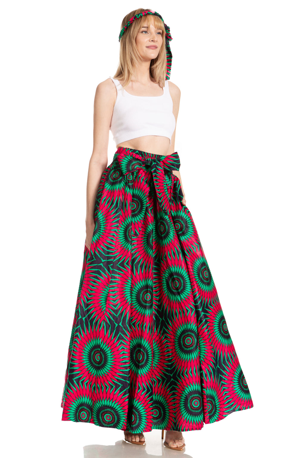Sakkas Asma's Second Convertible Traditional Wax Print Maxi Skirt with Adjustable Straps - Buy One, Get One 50% Off