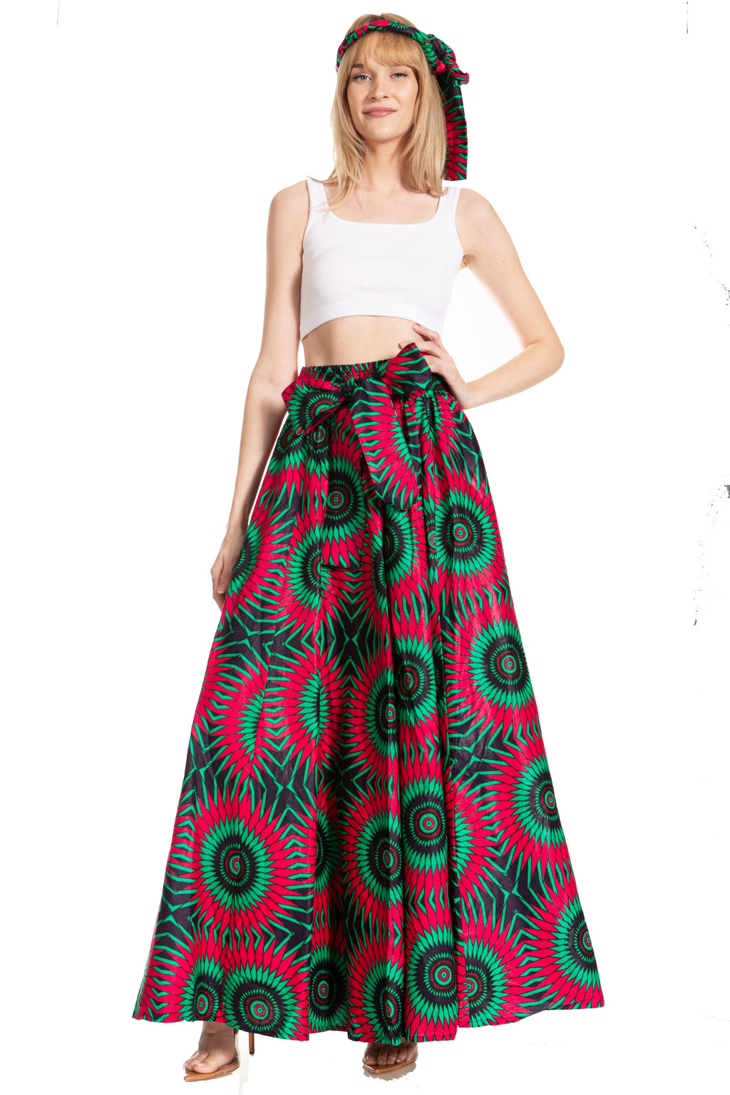 Sakkas Asma's Second Convertible Traditional Wax Print Maxi Skirt with Adjustable Straps - Buy One, Get One 50% Off