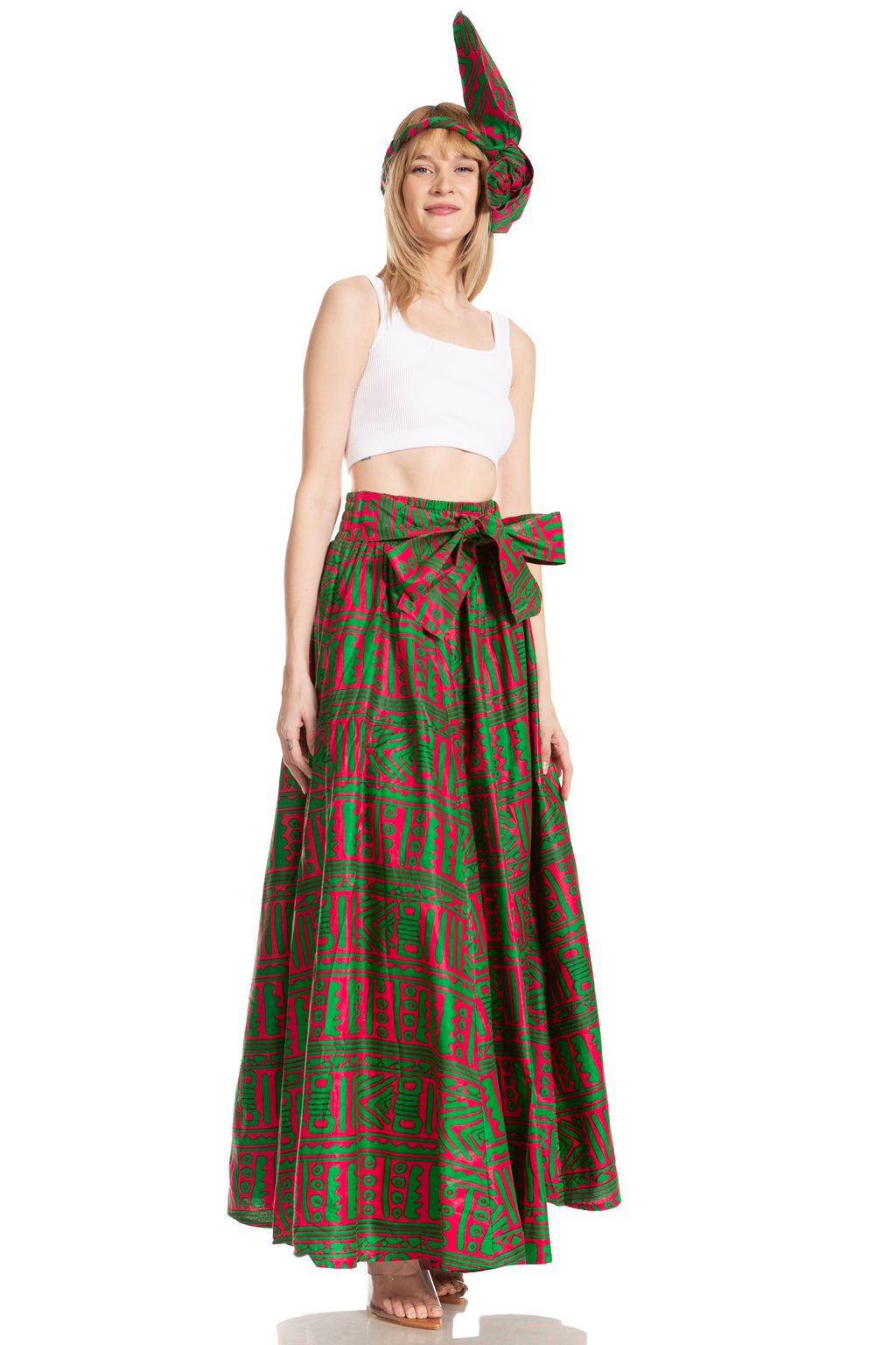Sakkas Asma's Second Convertible Traditional Wax Print Maxi Skirt with Adjustable Straps - Buy One, Get One 50% Off