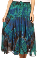 Sakkas Justina Womens Dance Midi Full Circle Tie-dye Skirt with Elastic Waist - Buy One, Get One 50% Off